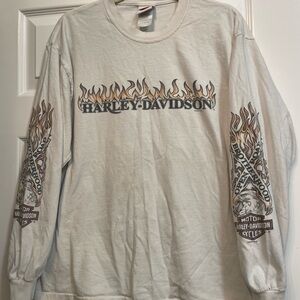 Vintage Harley-Davidson Long Sleeve White Cotton Shirt